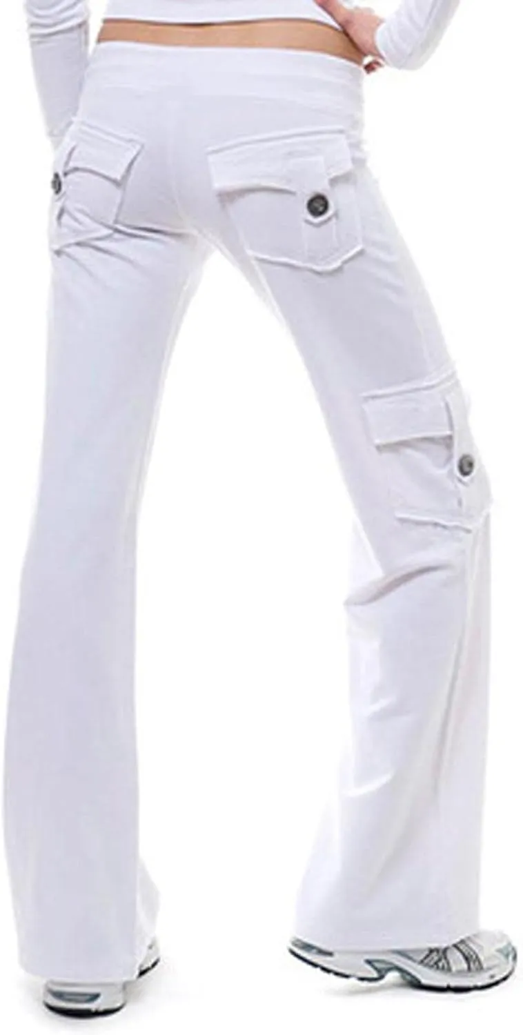 Hvyesh Women Wide Leg Cargo Pants High Waist Casual Pants Yoga Workout Leggings Gym Sweatpants Soft Trousers with Pockets