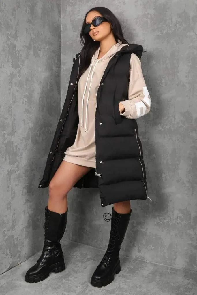 Inorin Womens Down Vest with Stand Collar Thick Hooded Sleeveless Long Coats Jacket