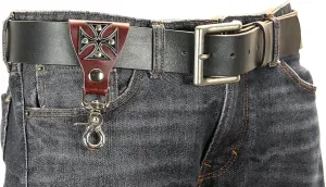 Iron Cross Leather Belt Key Chain Holder Trigger Clasp Key Ring Utility Bikers
