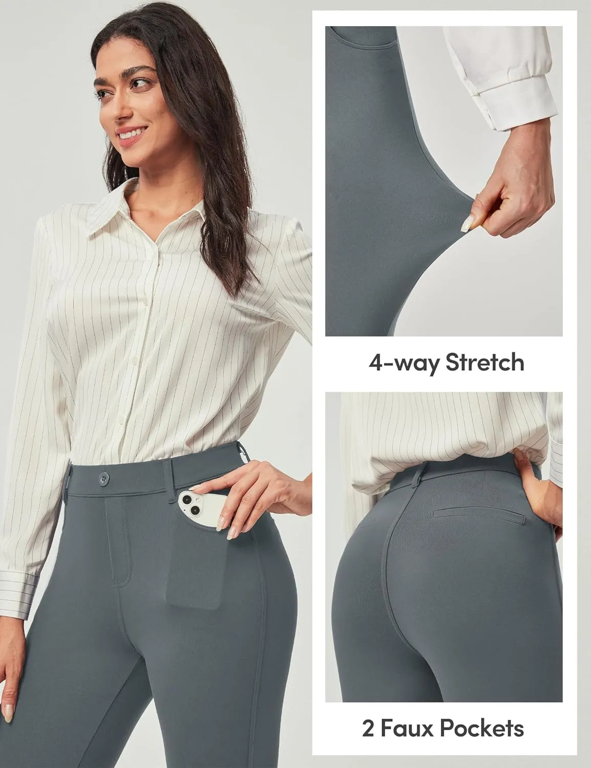 IUGA Stretchy Work Pants for Women Pull on Dress Pants for Women High Waitsted Business Casual Pants with 2 Pockets