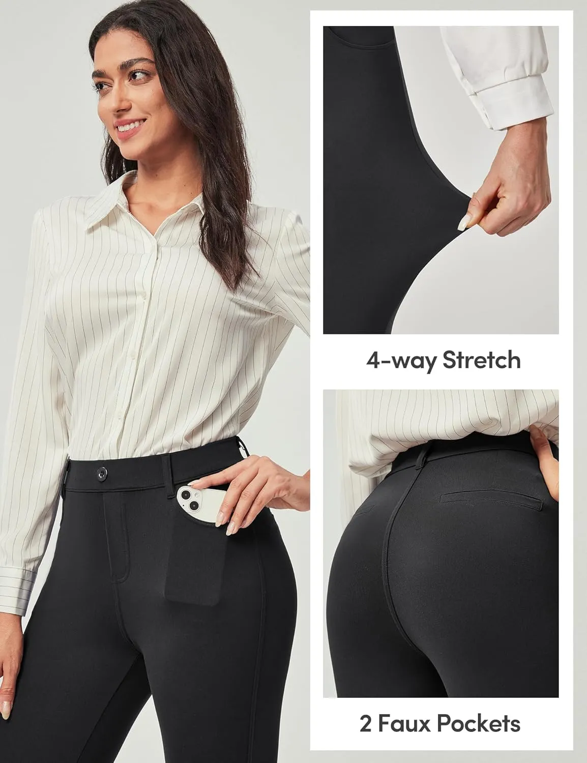IUGA Stretchy Work Pants for Women Pull on Dress Pants for Women High Waitsted Business Casual Pants with 2 Pockets