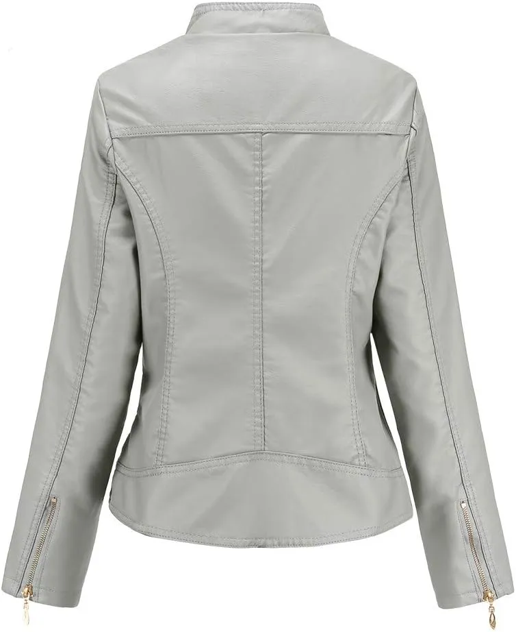 Jacket Women Motor Women Punk Tops Coat Zip Cropped Lapel Ladies Biker Women's Coat Cropped Leather Jacket Women