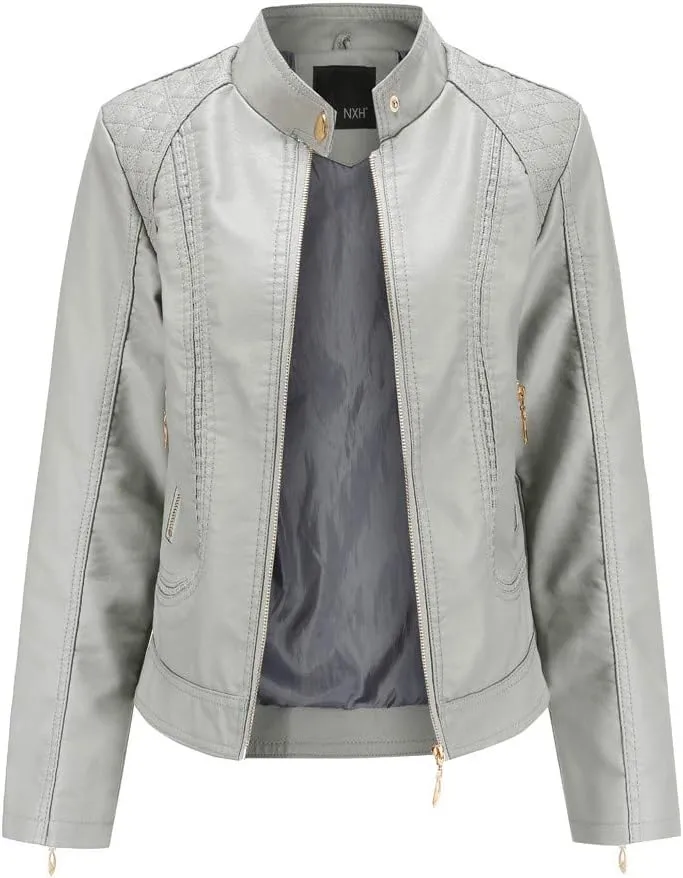 Jacket Women Motor Women Punk Tops Coat Zip Cropped Lapel Ladies Biker Women's Coat Cropped Leather Jacket Women