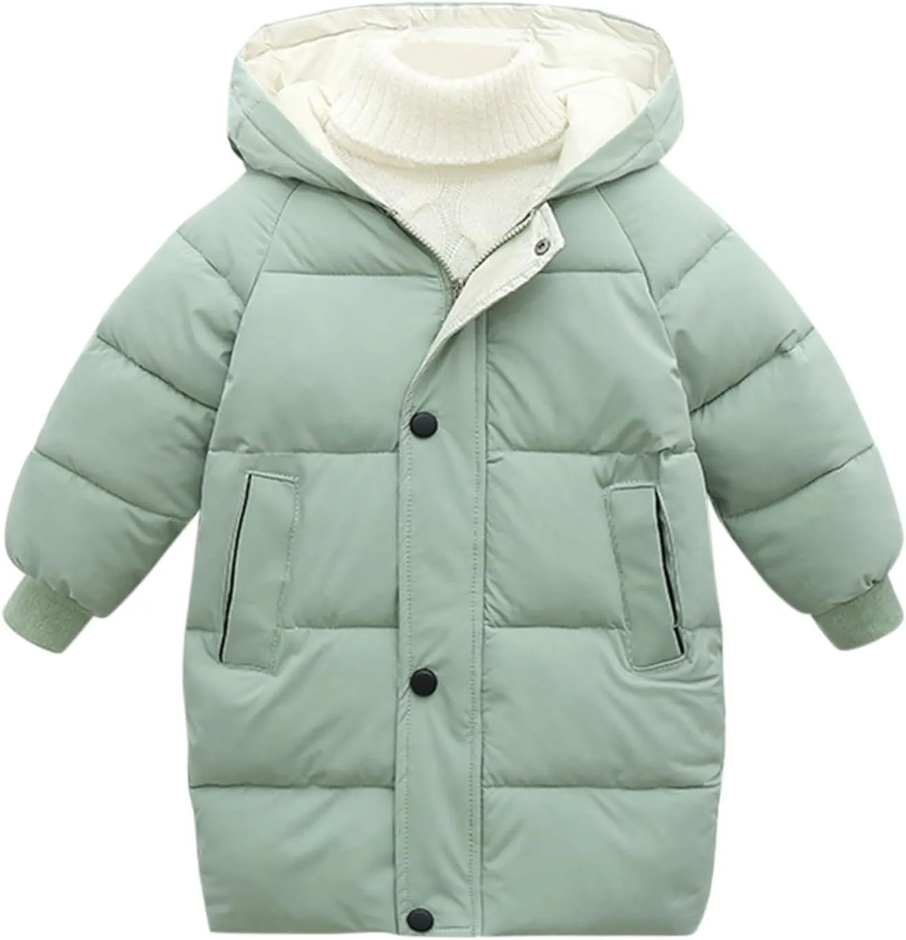 Jchen Boys Girls Winter Down Cotton Padded Coats with Hoods,Kids Hooded Windproof Zipper Outerwear Coat Puffer Down Jacket