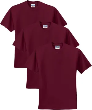 Jerzees Men's Adult Short Sleeve Tee 3 Pack, Maroon, 3XL