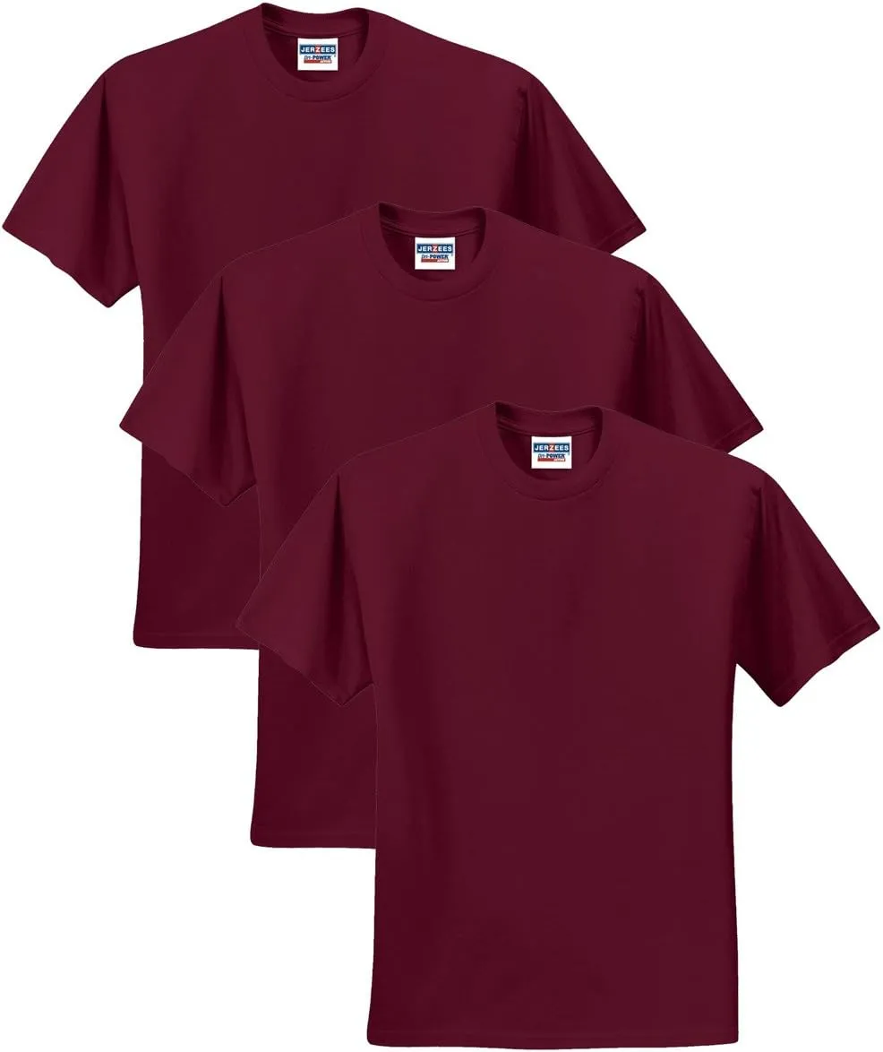 Jerzees Men's Adult Short Sleeve Tee 3 Pack, Maroon, 3XL
