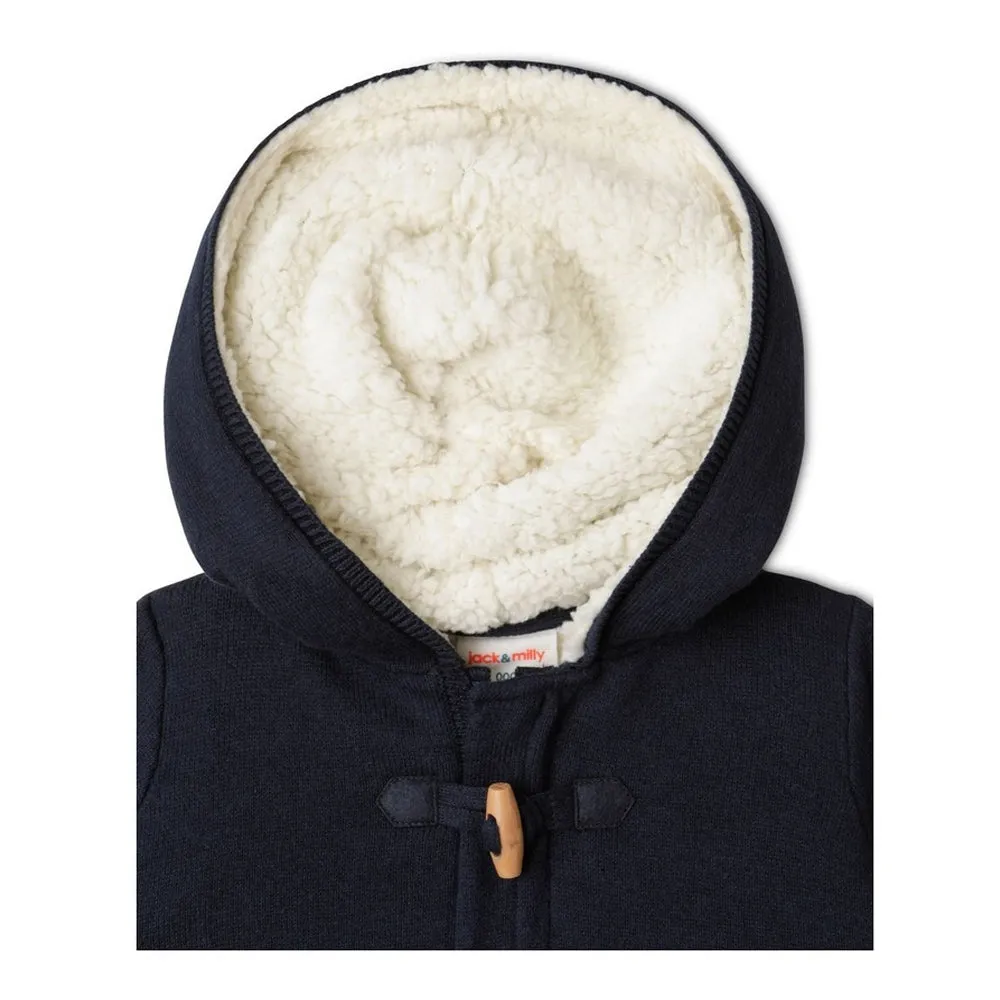 JM Full Sherpa Furr Navy Blue Hooded Zipper 7858