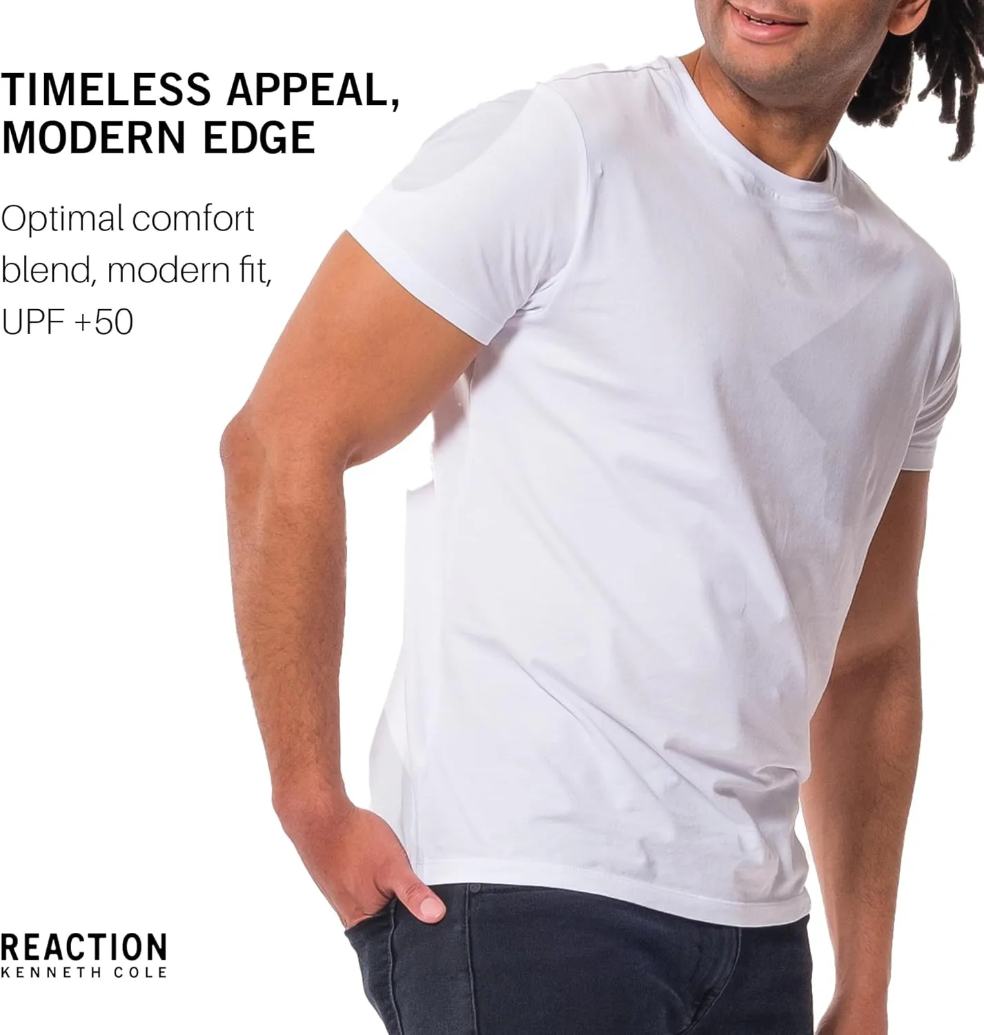 Kenneth Cole REACTION Mens T-Shirt Pack of 3 - UPF 50  Cotton/Spandex Jersey Slim Fit T Shirts for Men 3-Pack