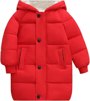 Kids Girls' Puffer Down Coat Winter Jacket Toddler Girls Long Cotton Padded Down Coat Overcoat for 3 to 9 Years