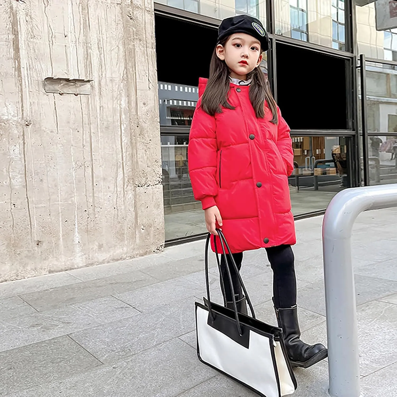 Kids Girls' Puffer Down Coat Winter Jacket Toddler Girls Long Cotton Padded Down Coat Overcoat for 3 to 9 Years