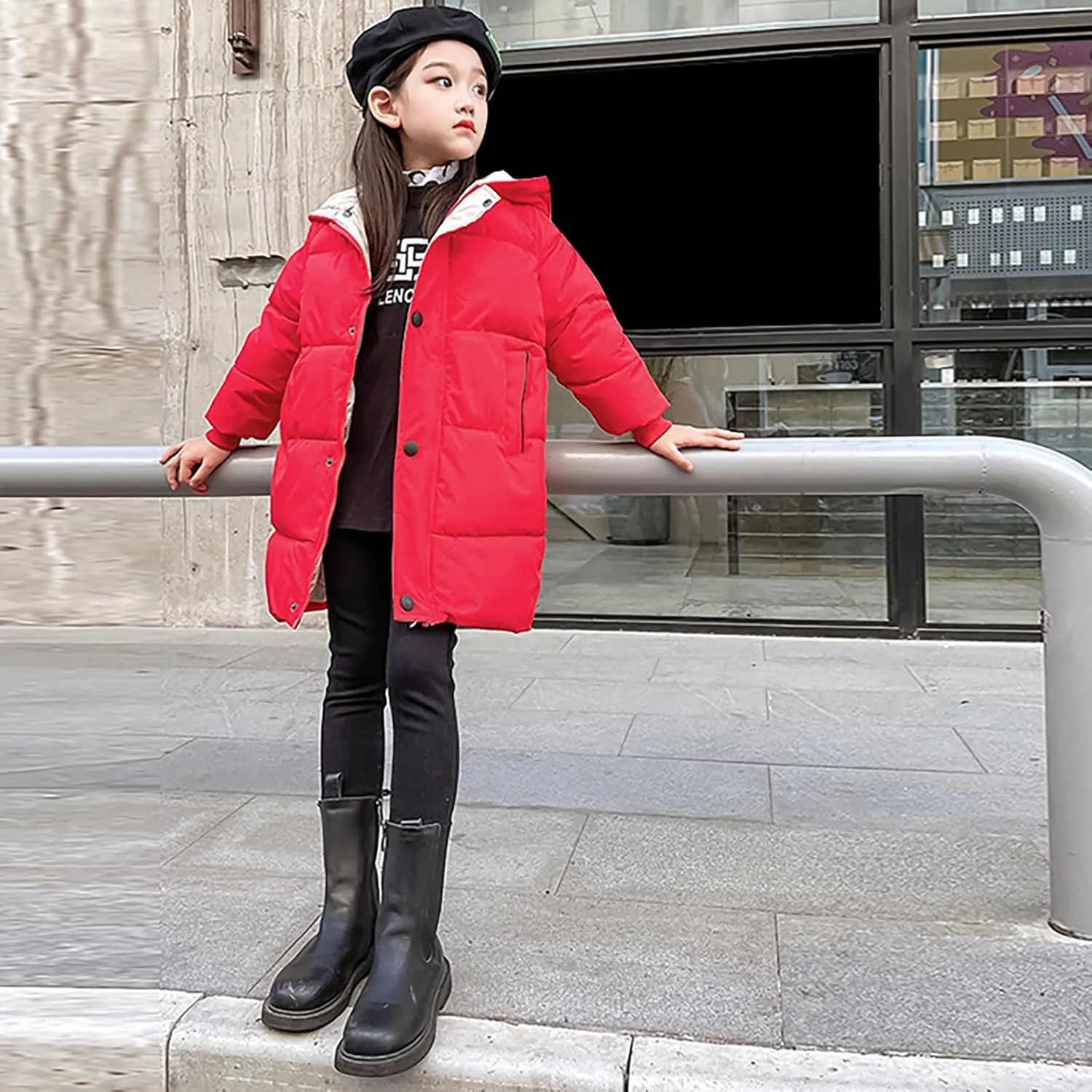 Kids Girls' Puffer Down Coat Winter Jacket Toddler Girls Long Cotton Padded Down Coat Overcoat for 3 to 9 Years