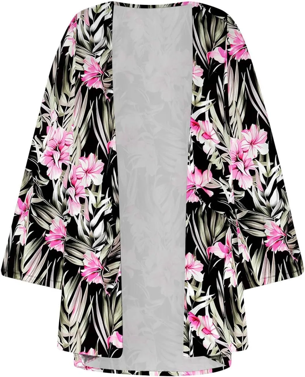 Kimono Cardigans for Women Floral Print Hawaiian Beach Cover Up Puff Sleeve Chiffon Blouse Cruise Outfits Summer Tops
