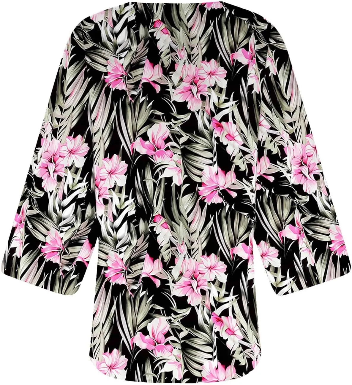 Kimono Cardigans for Women Floral Print Hawaiian Beach Cover Up Puff Sleeve Chiffon Blouse Cruise Outfits Summer Tops