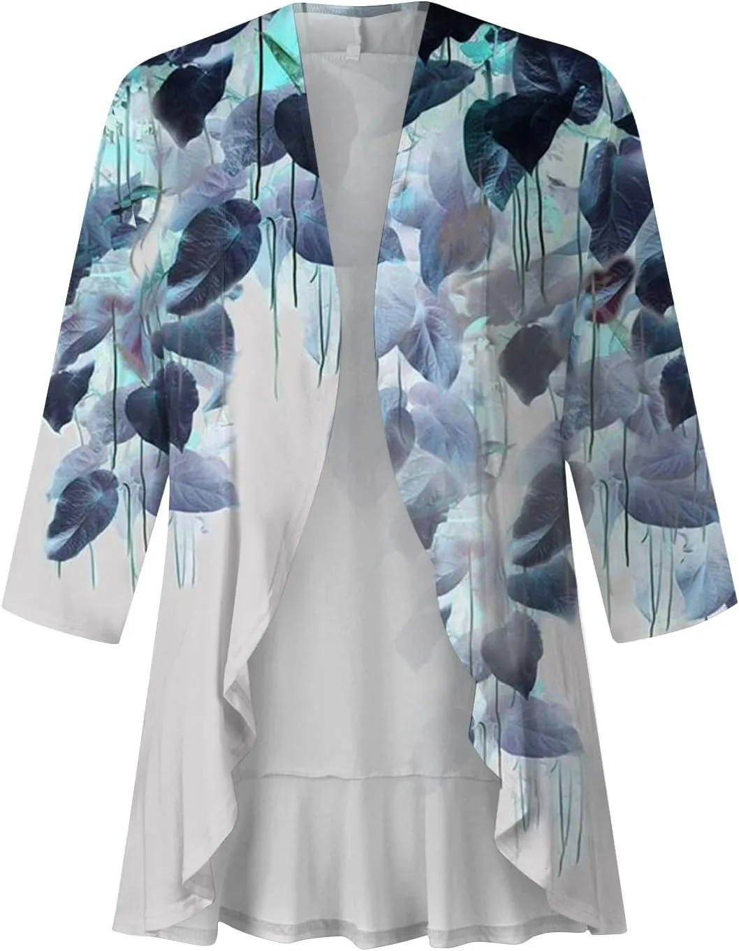 Kimonos for Women Breathable Open Front Tops Lightweight Cardigan Lrregular Hemline Cover Up Loose Fit Casual Coat