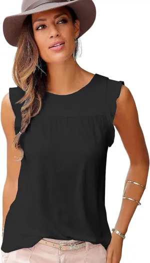LASCANA Women's Sleeveless Flounce Top