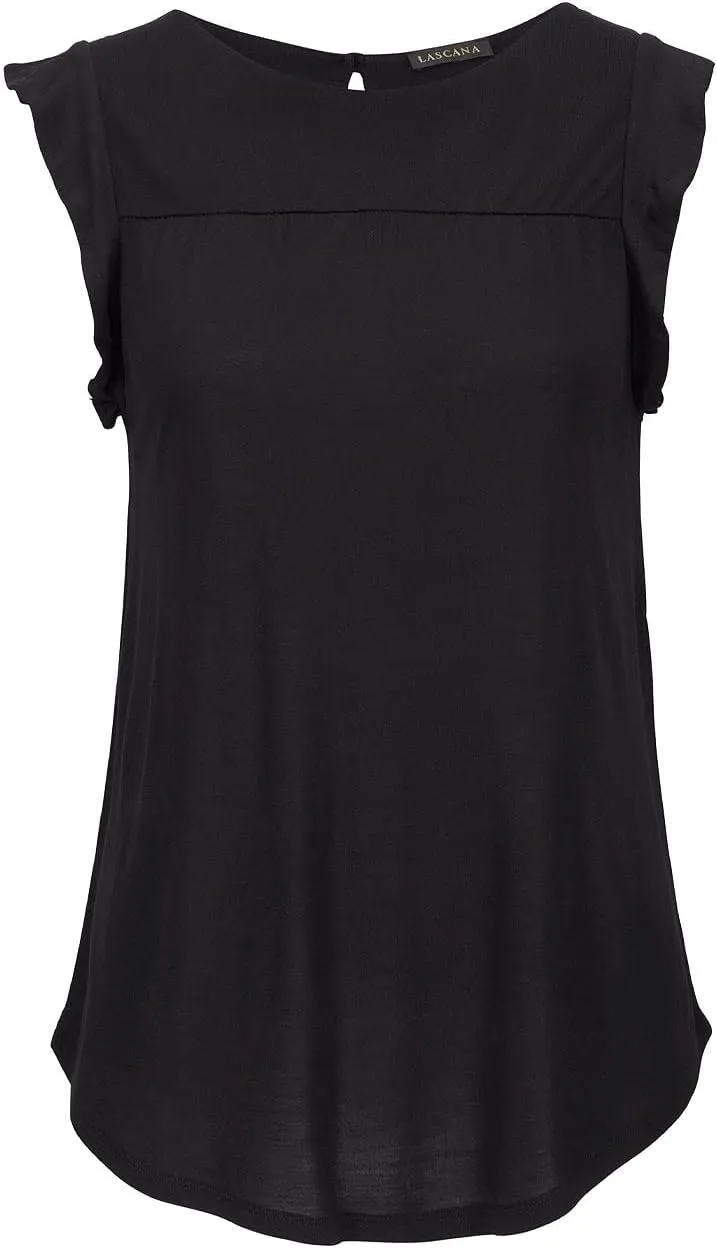 LASCANA Women's Sleeveless Flounce Top