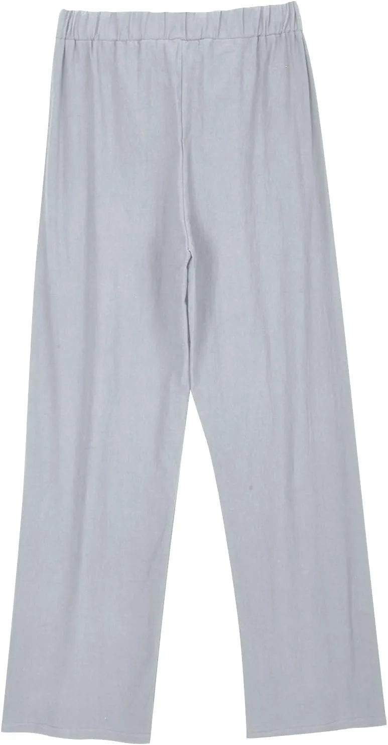 Lastesso Womens Linen Pants Elastic Waistband Wide Leg Slacks Plus Size Cute Summer Lounge Trousers Casual Summer Pant