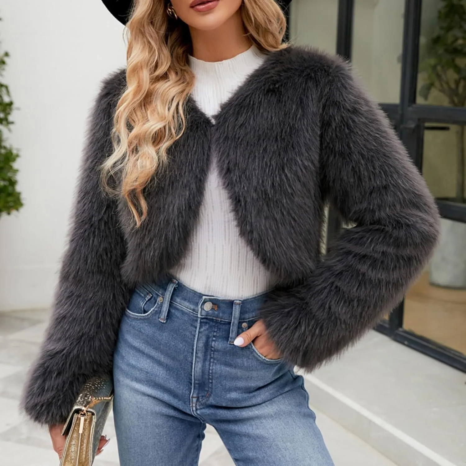 LCMTWX Faux Fur Coat Women Fashion Faux Superficial Knowledge Long Sleeve Fleece Shaggy Lightweight Fall Faux Fur Ken Fur