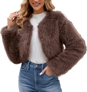 LCMTWX Faux Fur Coat Women Fashion Faux Superficial Knowledge Long Sleeve Fleece Shaggy Lightweight Fall Faux Fur Ken Fur