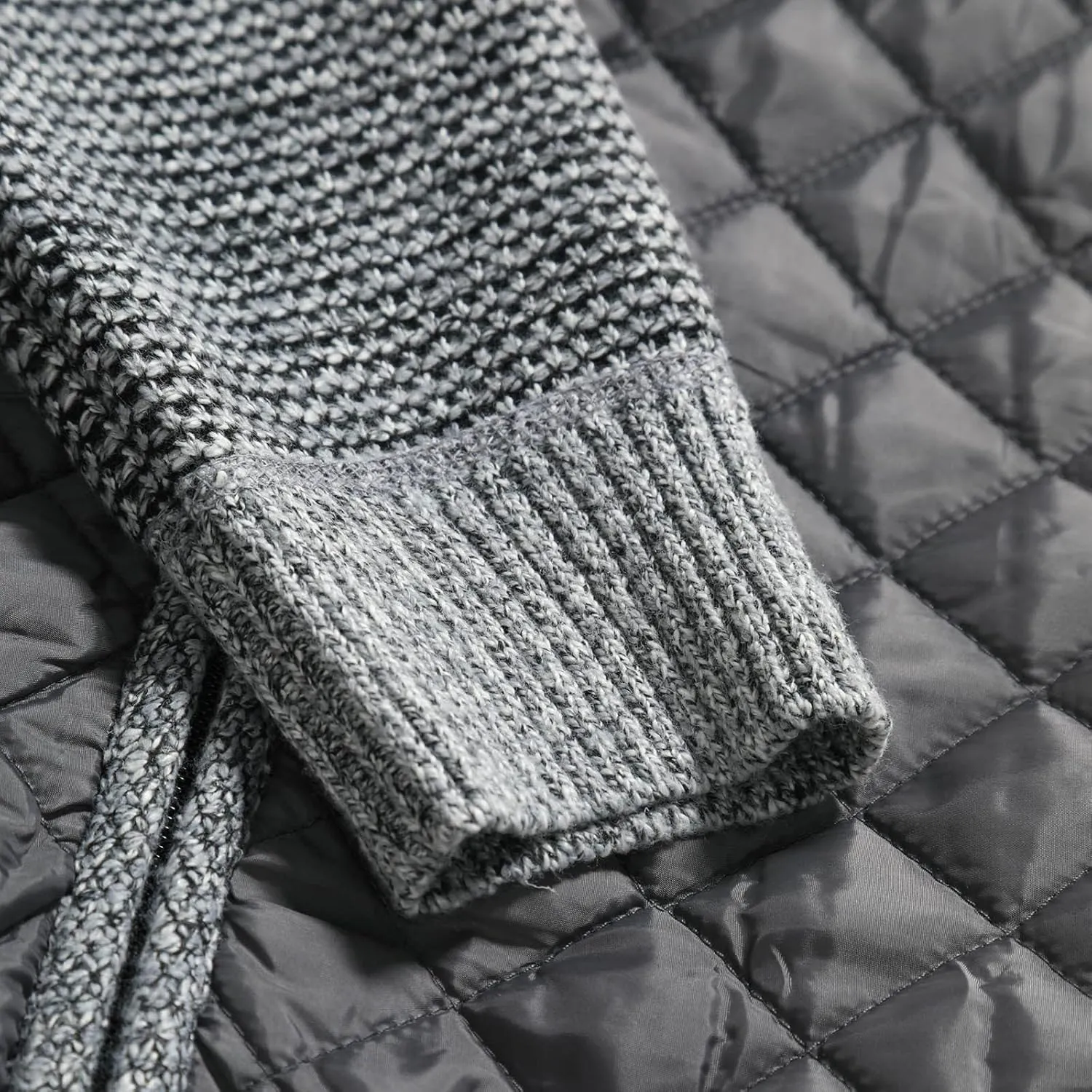 LCMTWX Mens Jackets Cottonpadded Jacket Stand Collar Knitted Splice Sweater Coat Casual Cardigan Men's Winter Jacket