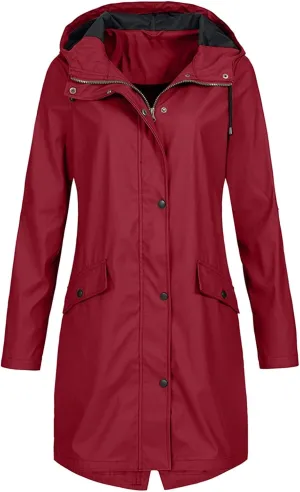 LCMTWX Women's Raincoats Hoodie Hooded Solid Women Coat Rain Raincoat Women's Coat Zip Up Hoodies Windbreaker Rain Jacket