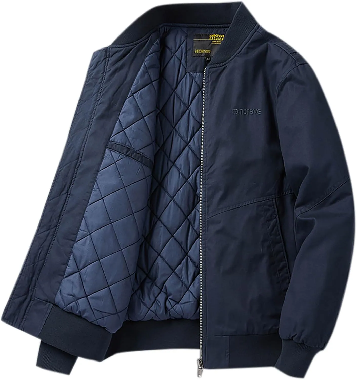 lcziwo Men's Bomber Jacket Winter Warm Zipper Coat Casual Fall Winter Fleece Military Jackets Cotton Padded Outwear