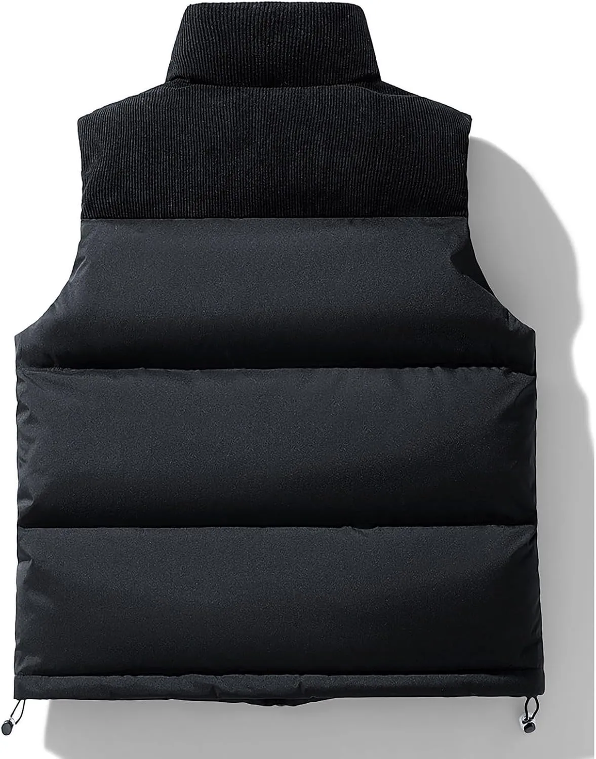 lcziwo Men's Puffer Vest Jacket Corduroy Patchwork Sleeveless Zip up Stand Collar Padded Cotton Coat Warm Winter Outwear