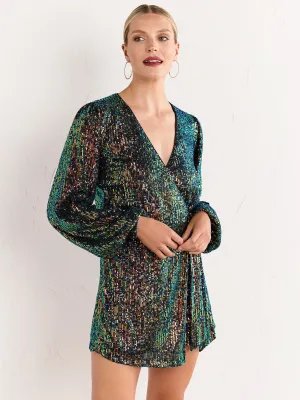 Lena Sequin Wrap Front Romper - Brands We Love