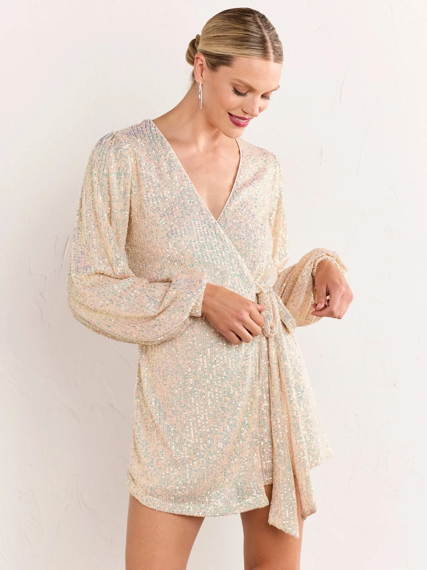 Lena Sequin Wrap Front Romper - Brands We Love