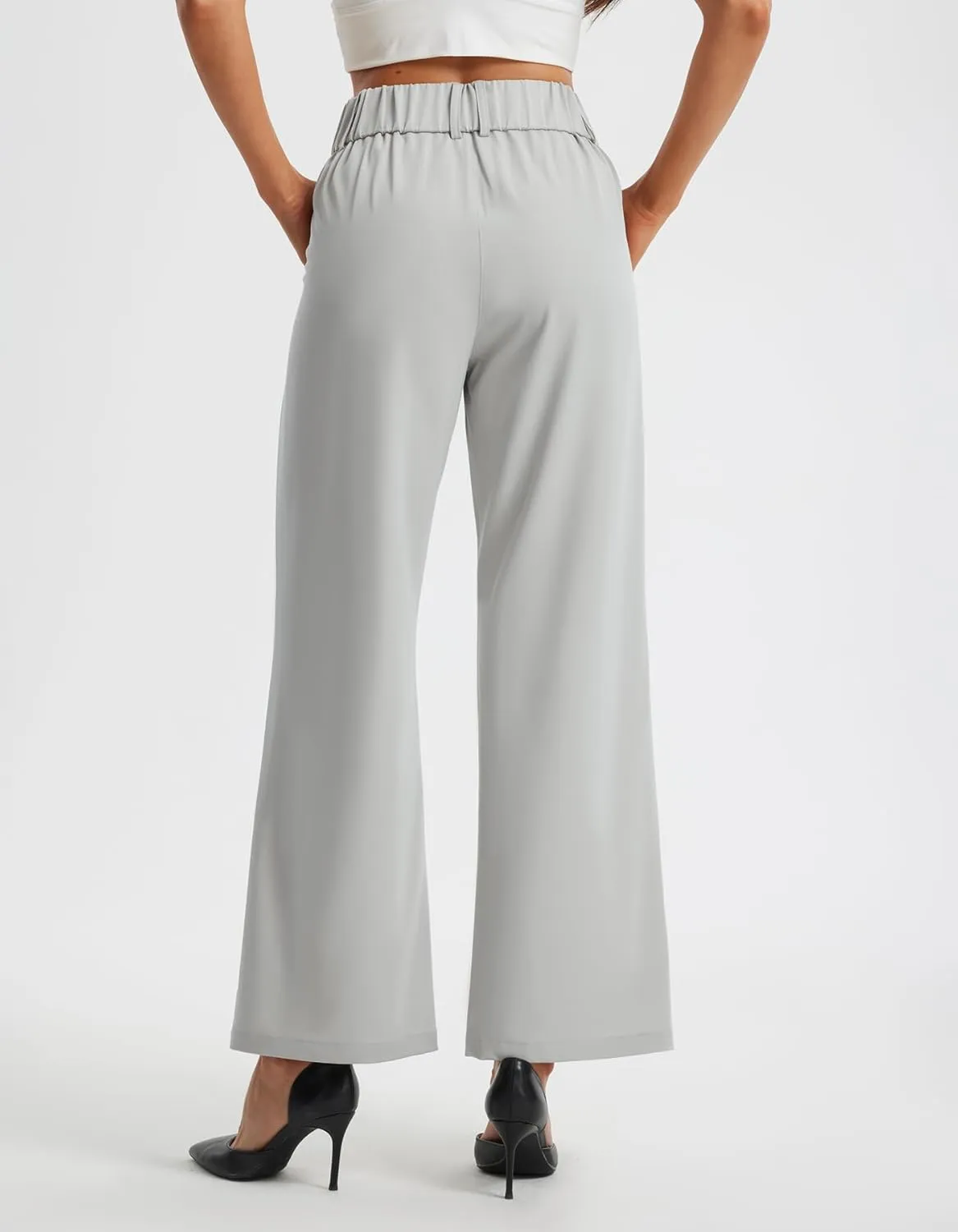 Libin Women's Wide Leg Dress Pants High Waisted Button Pleated Business Work Pants Casual Slacks Trousers with Pockets