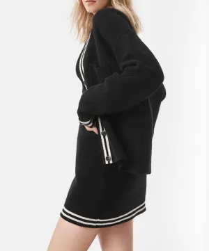 LifeShe Womens Button Down Cardigan Open Front V Neck Striped Sweater Loose Knit Varsity Tennis Cardigans