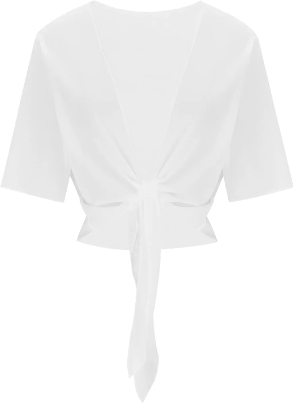 Lightweight Short Sleeve Cardigans for Women Tie Open Front Chiffon Shrug Cropped Bolero Sheer Summer Tops