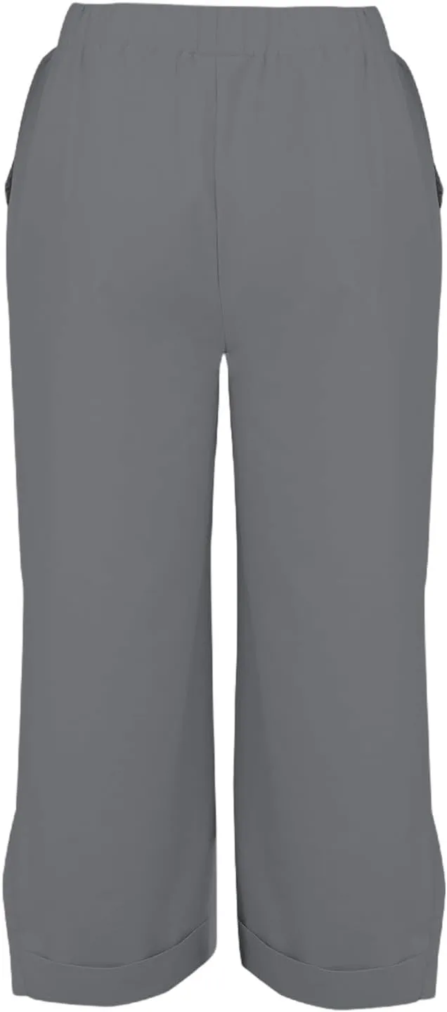 Linen Capri Pants for Women 2025 Cotton Summer lastic Waist Straight Leg Loose Beach Bermuda Trousers with Pockets