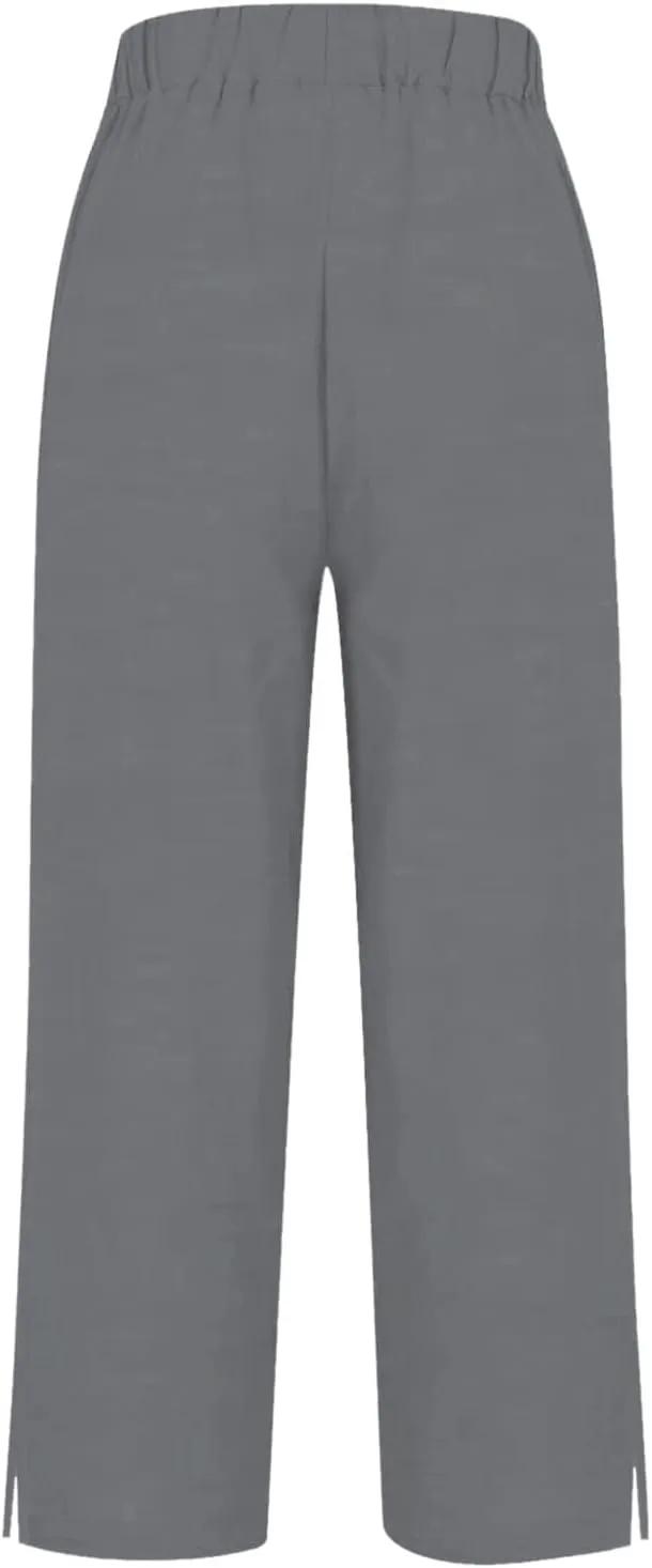 Linen Capri Pants for Women 2025 Cotton Summer lastic Waist Straight Leg Loose Beach Bermuda Trousers with Pockets