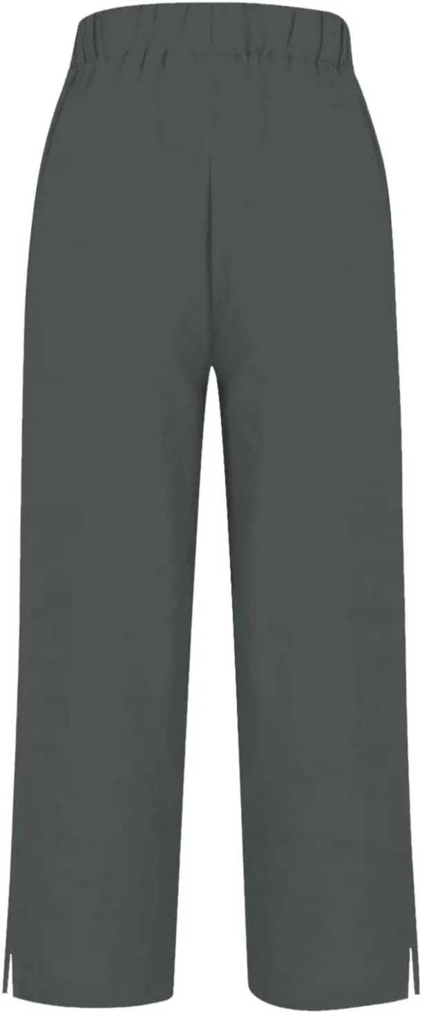 Linen Pants for Women Petite Elastic Trousers Cotton Casual Loose Linen Beach Pants Summer Vacatio Outfit