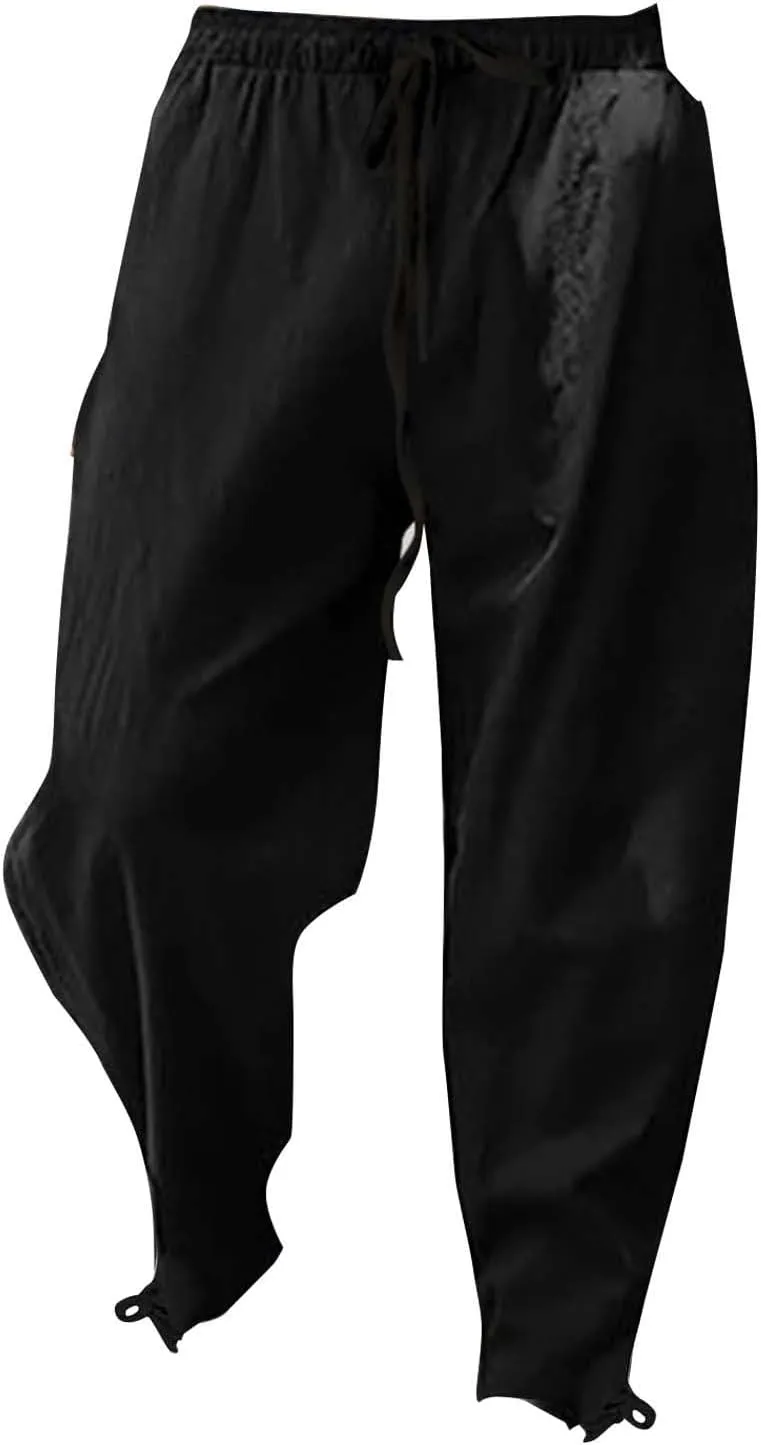 Linen Pants Men Lounge Straight-Leg Lightweight 2025 Vacation Work Pant Soft with Pocket Fashion Breathable Outfits