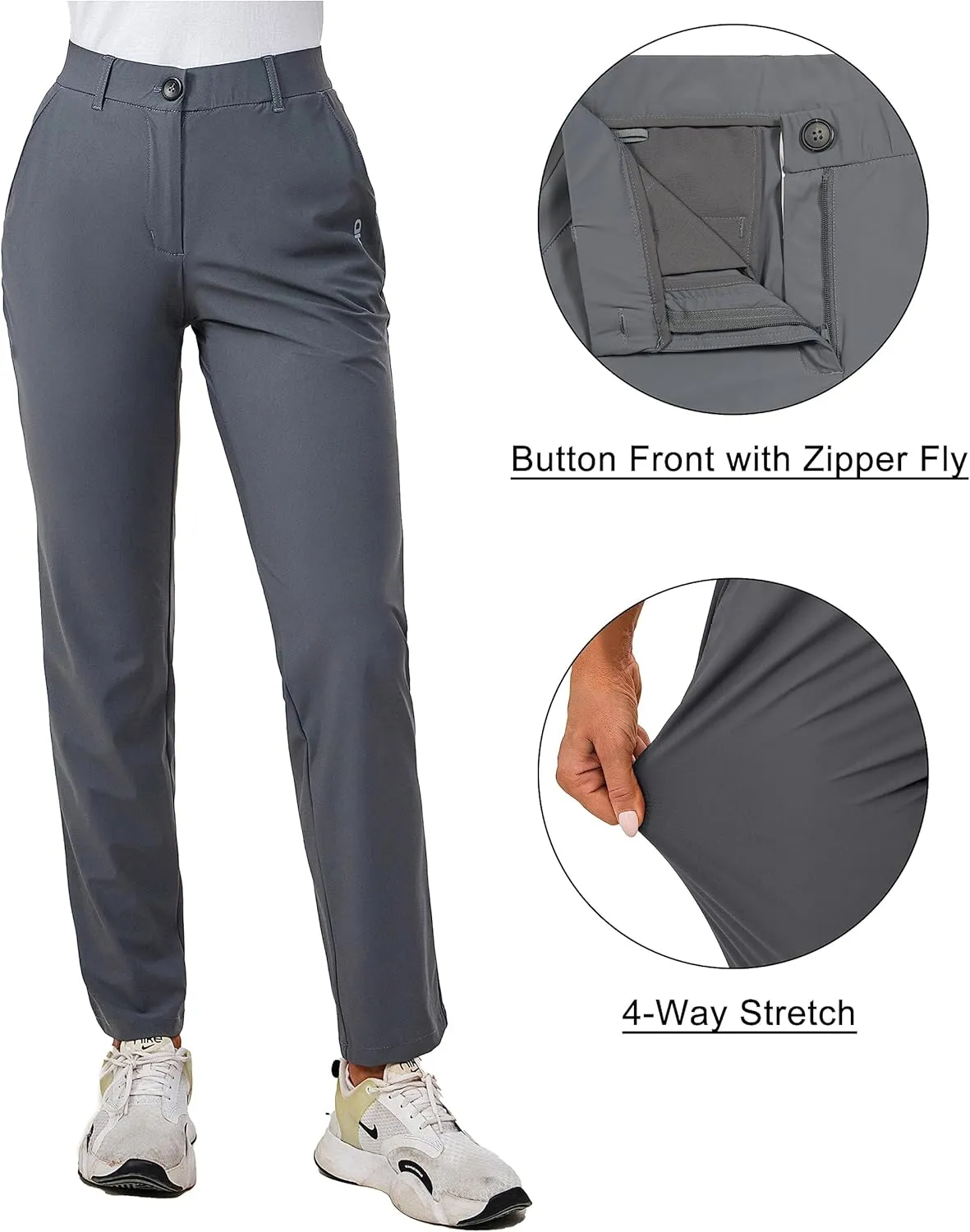Little Donkey Andy Women's Golf Pants Stretch Quick Dry Lightweight Straight Leg Business Casual Slacks with Pockets