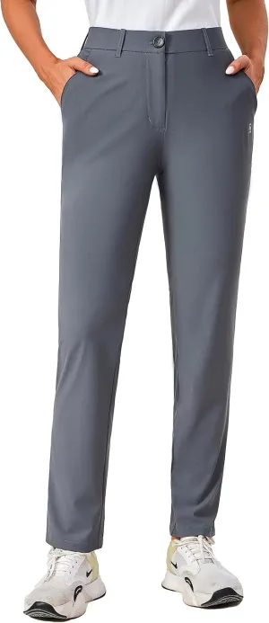 Little Donkey Andy Women's Golf Pants Stretch Quick Dry Lightweight Straight Leg Business Casual Slacks with Pockets