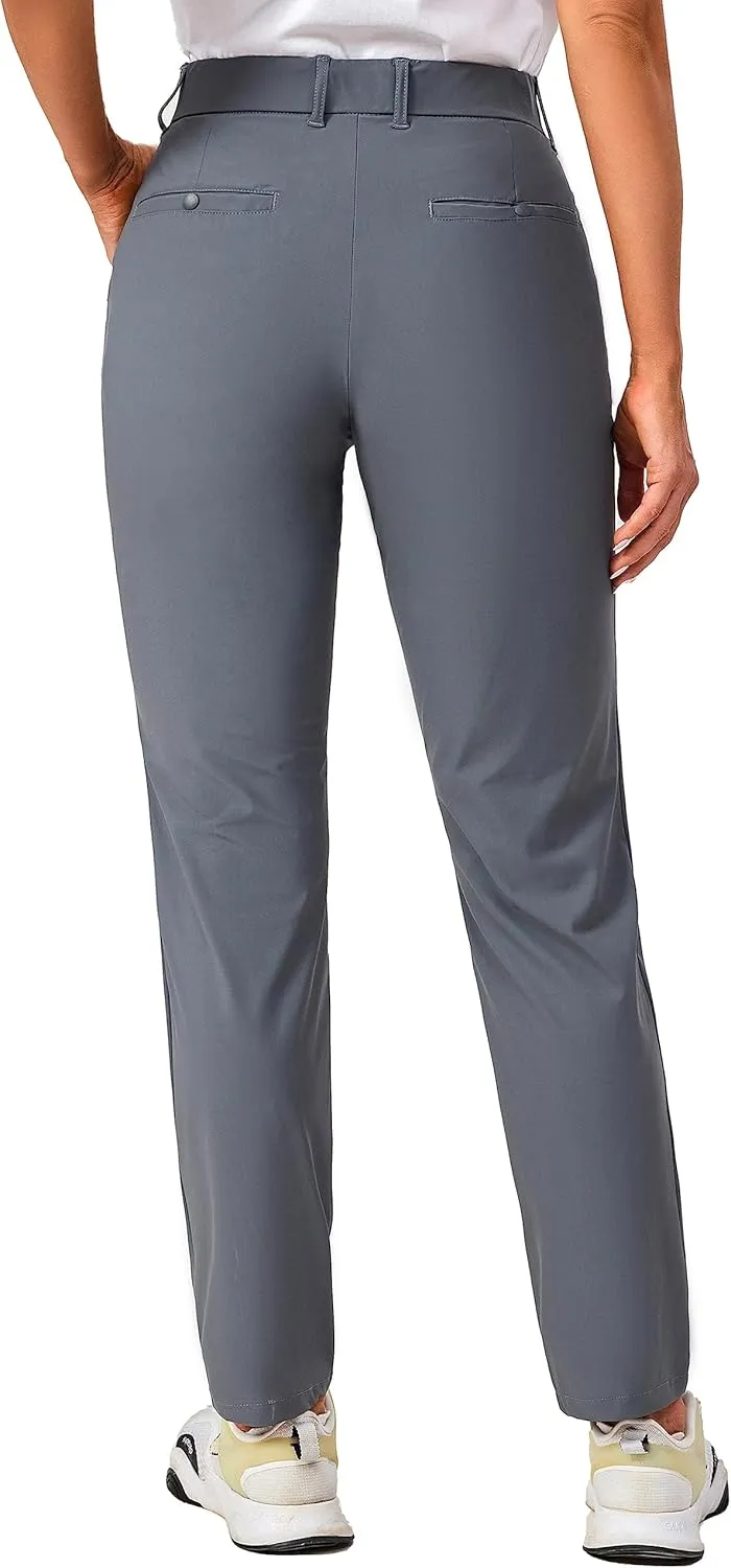 Little Donkey Andy Women's Golf Pants Stretch Quick Dry Lightweight Straight Leg Business Casual Slacks with Pockets