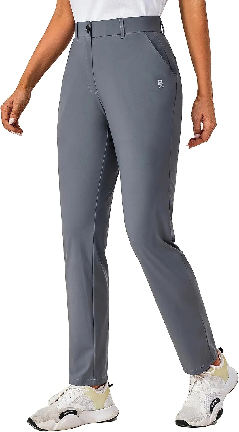 Little Donkey Andy Women's Golf Pants Stretch Quick Dry Lightweight Straight Leg Business Casual Slacks with Pockets
