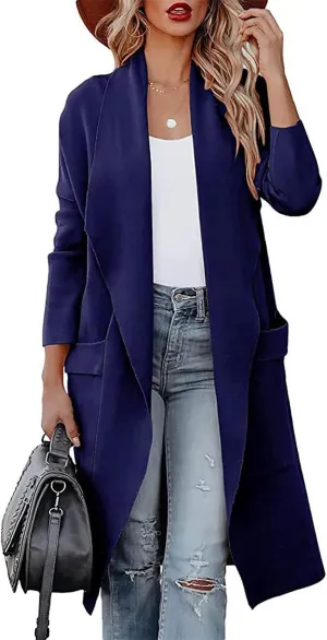 Long Cardigan Sweater for Women Trendy 2024 Oversized Knit Open Front Coatigans Casual Loose Lapel Trench Coat