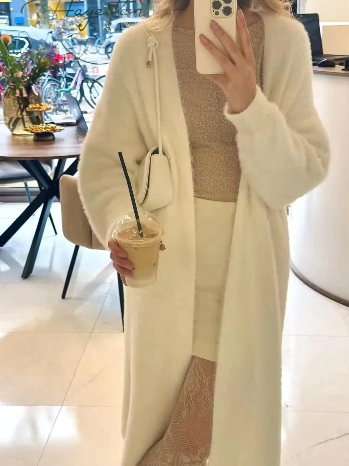Long Fuzzy Cardigan Oversized Open Front Mohair Sweater Women Soft Cozy Warm Cardigan Trendy Coquette Loungewear