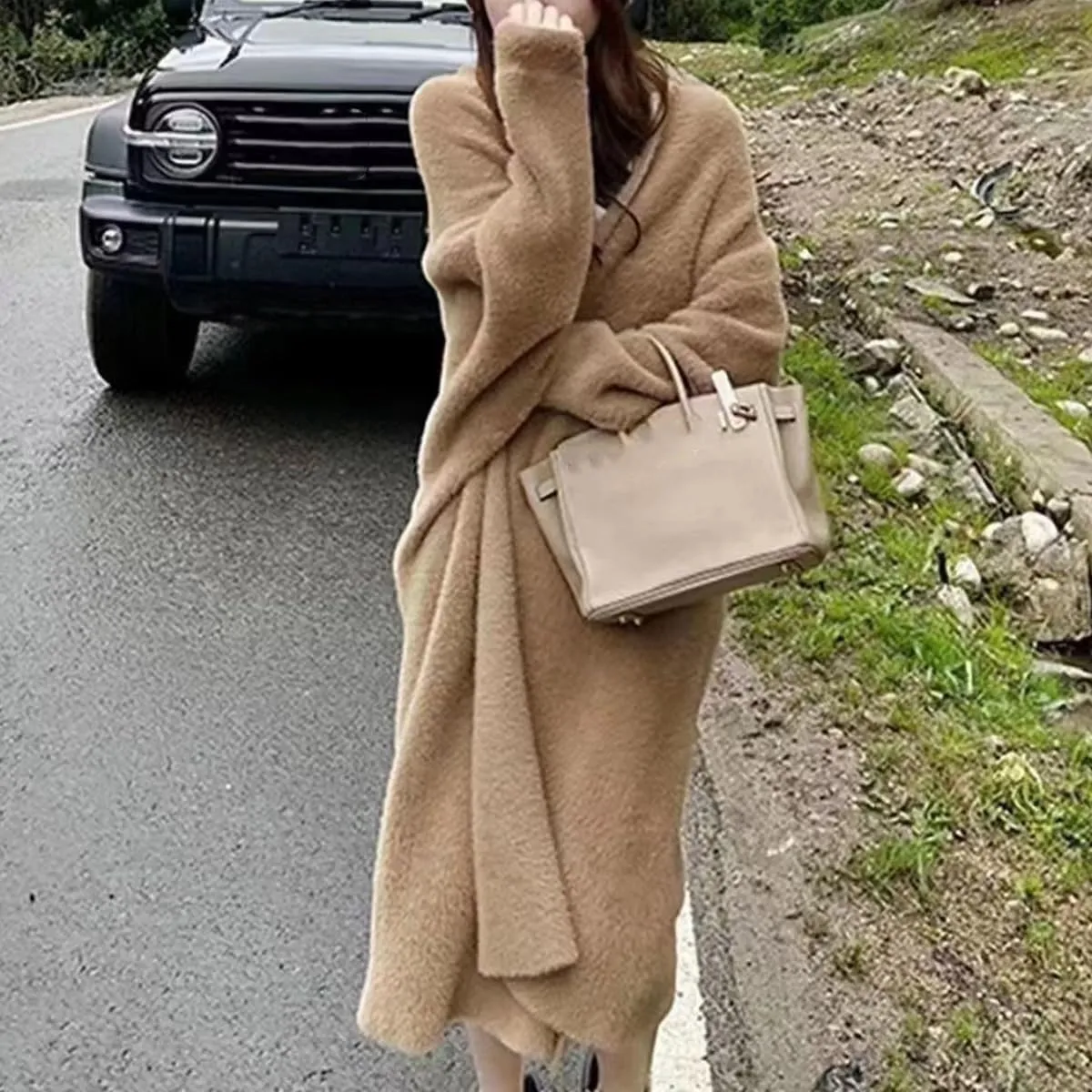 Long Fuzzy Cardigan Oversized Open Front Mohair Sweater Women Soft Cozy Warm Cardigan Trendy Coquette Loungewear