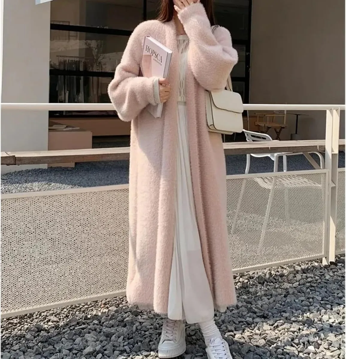 Long Fuzzy Cardigan Oversized Open Front Mohair Sweater Women Soft Cozy Warm Cardigan Trendy Coquette Loungewear