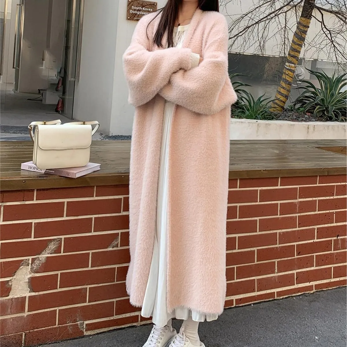 Long Fuzzy Cardigan Oversized Open Front Mohair Sweater Women Soft Cozy Warm Cardigan Trendy Coquette Loungewear