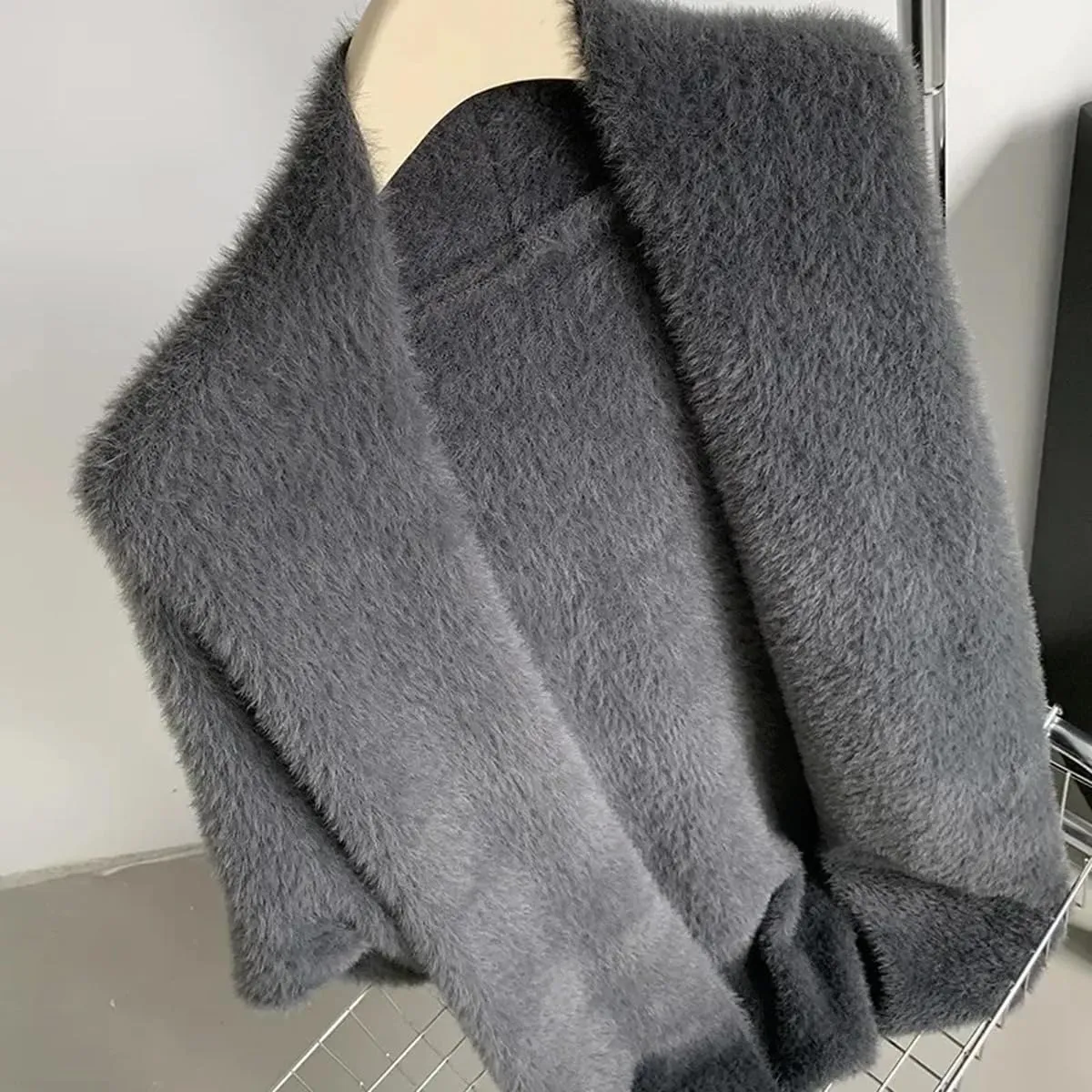 Long Fuzzy Cardigan Oversized Open Front Mohair Sweater Women Soft Cozy Warm Cardigan Trendy Coquette Loungewear