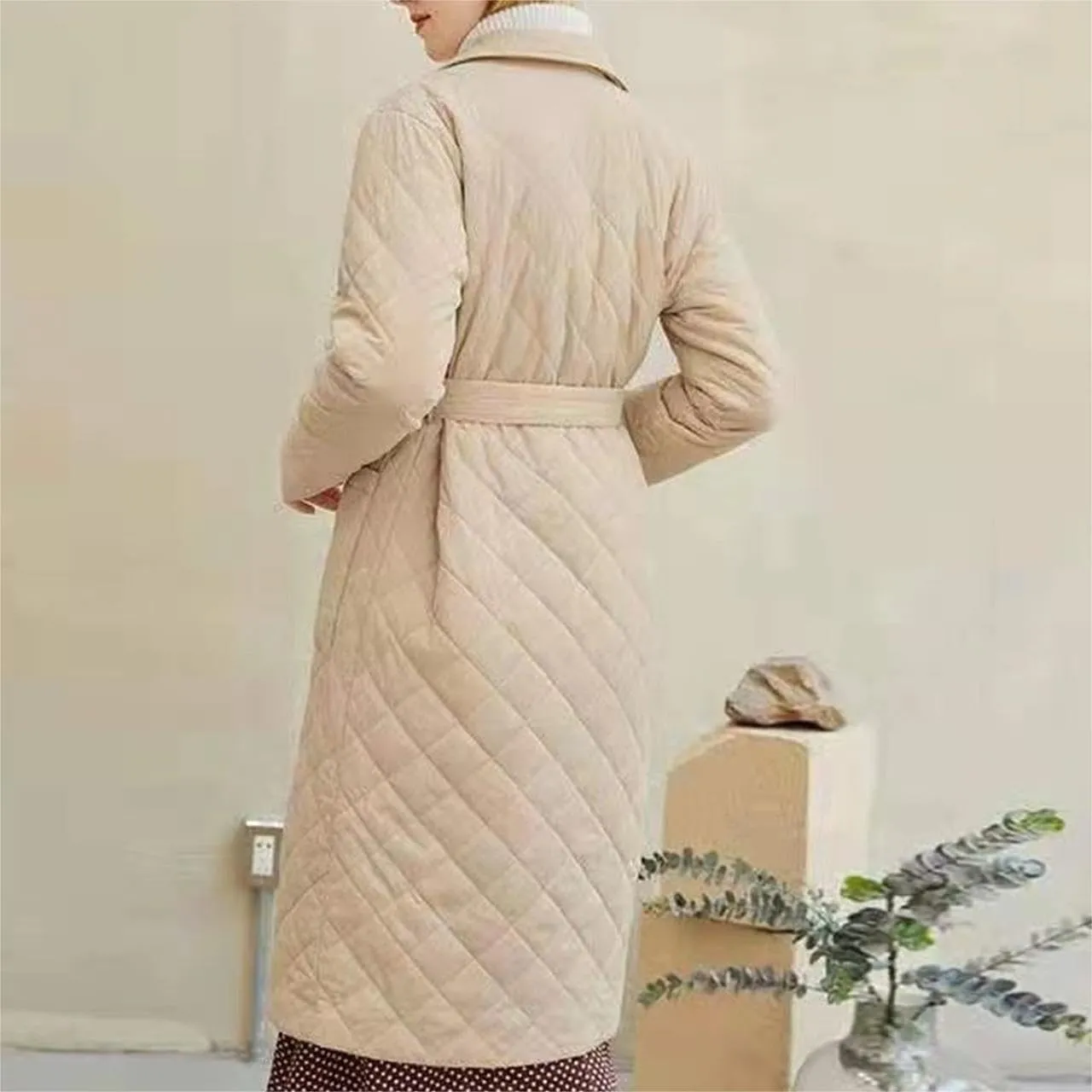 Long Puffer Coat Women Lightweight Quilted Down Jacket Overcoat Warm Winter Coats Trendy Casual Outerwear with Belt
