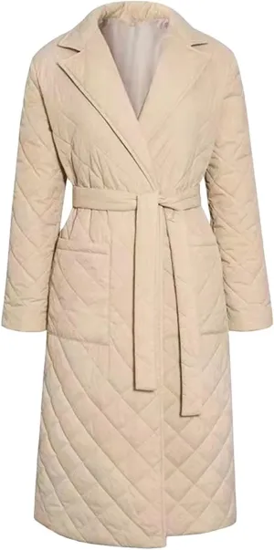 Long Puffer Coat Women Lightweight Quilted Down Jacket Overcoat Warm Winter Coats Trendy Casual Outerwear with Belt