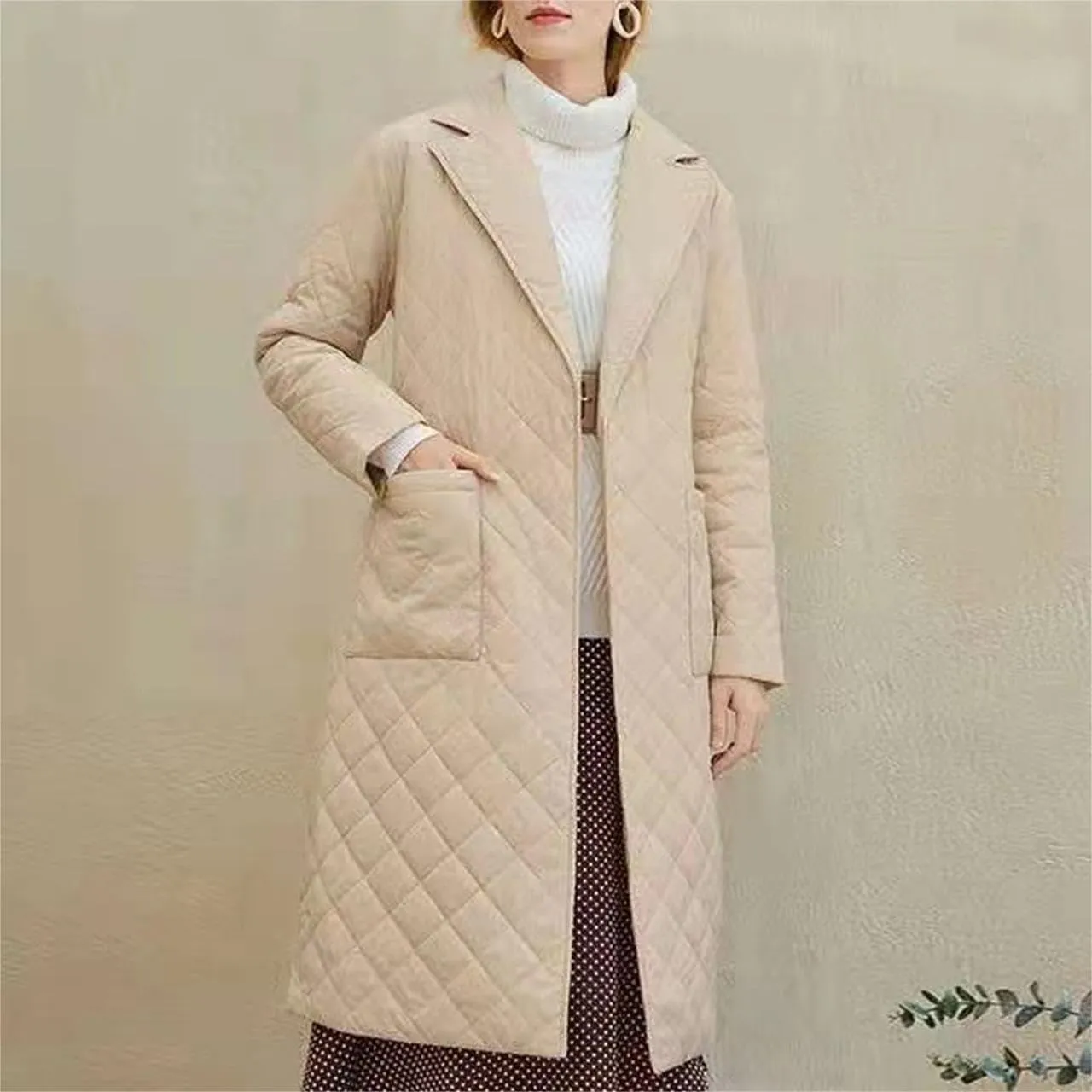 Long Puffer Coat Women Lightweight Quilted Down Jacket Overcoat Warm Winter Coats Trendy Casual Outerwear with Belt