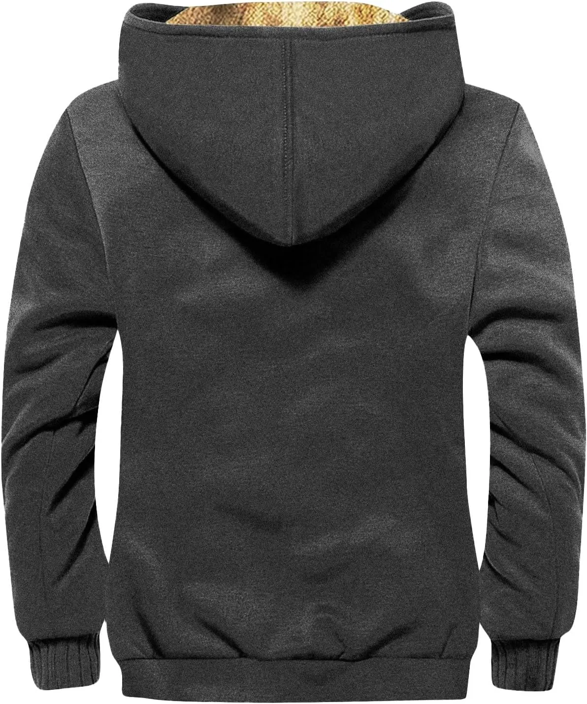 Long Sleeve Coat Graphic Zipper Winter Coats Fleece Fur Lined Jacket Long Sleeve Oversized Hoodies For Men